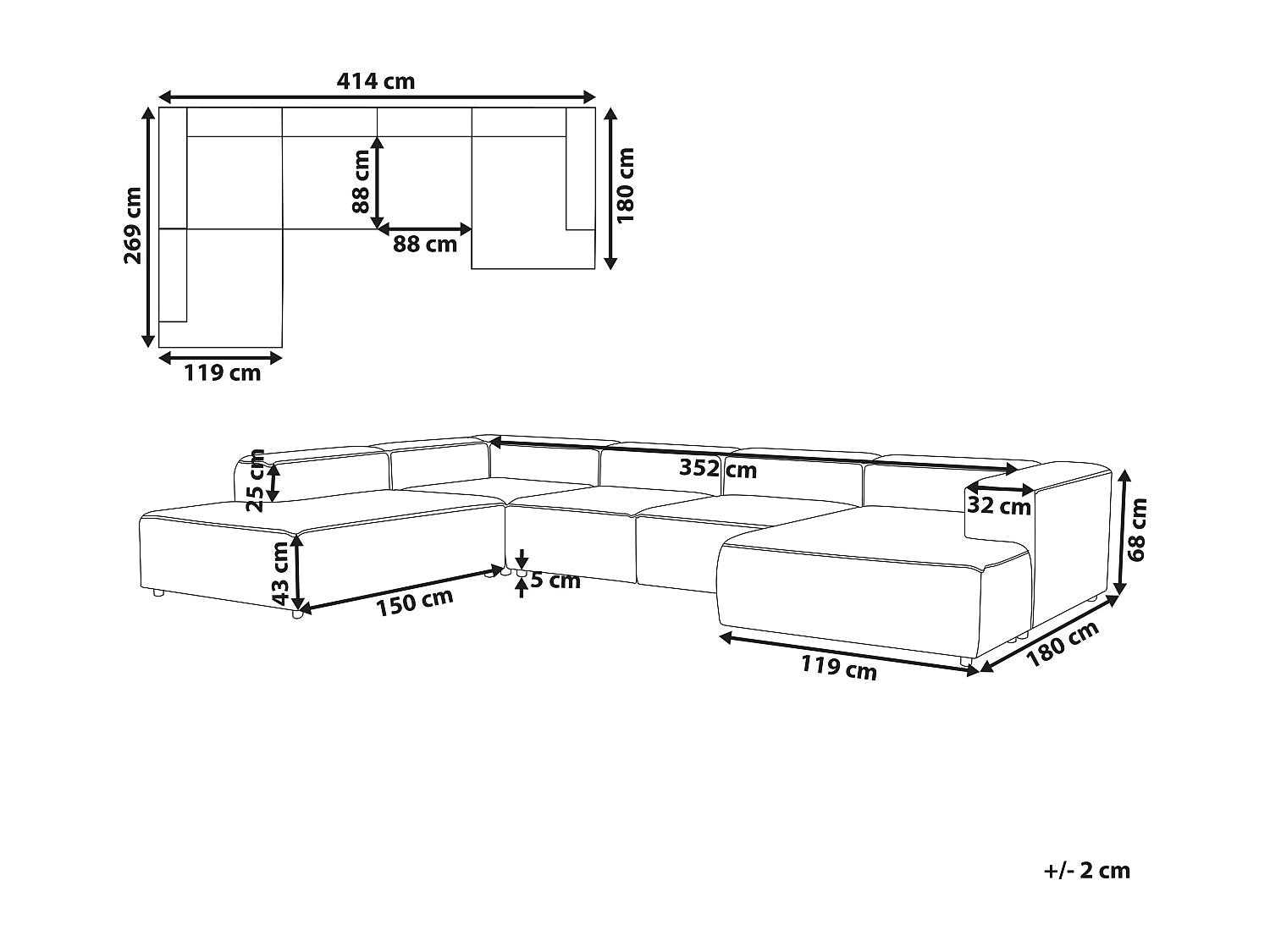 Angle pour canapé modulable 5 places blanc velours