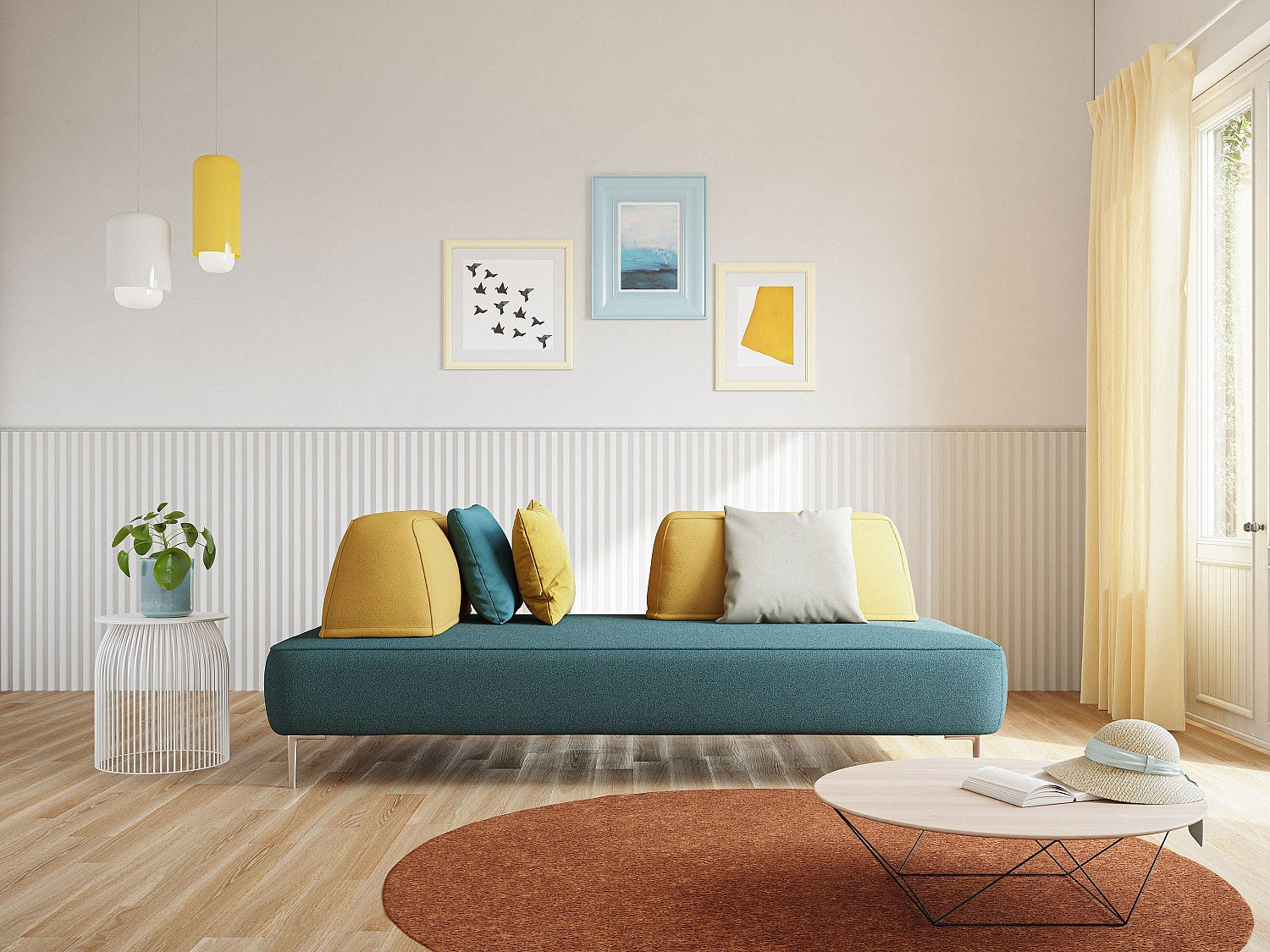 Canapé modulable beige tissu