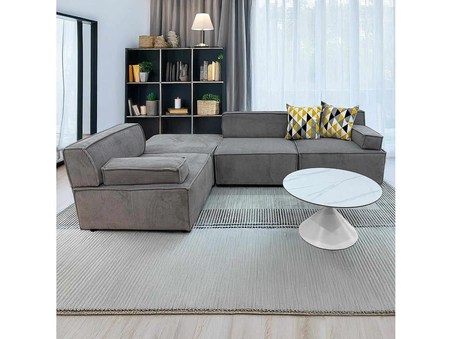 Canapé modulable gris velours