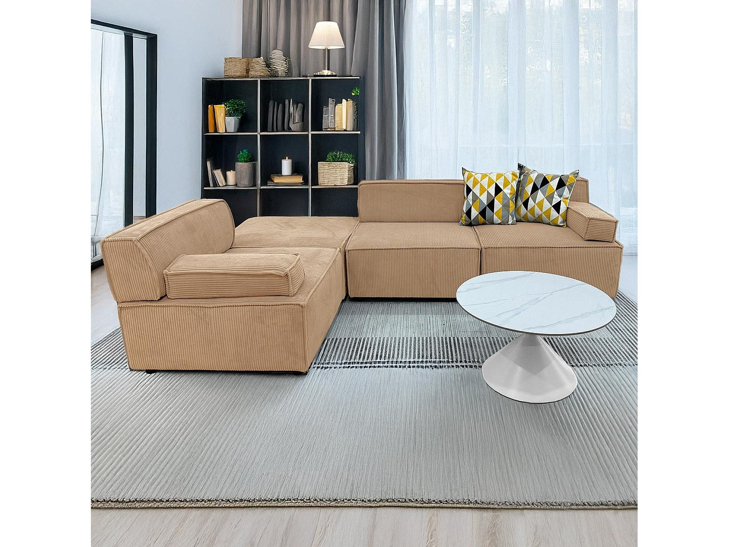Canapé modulable beige velours