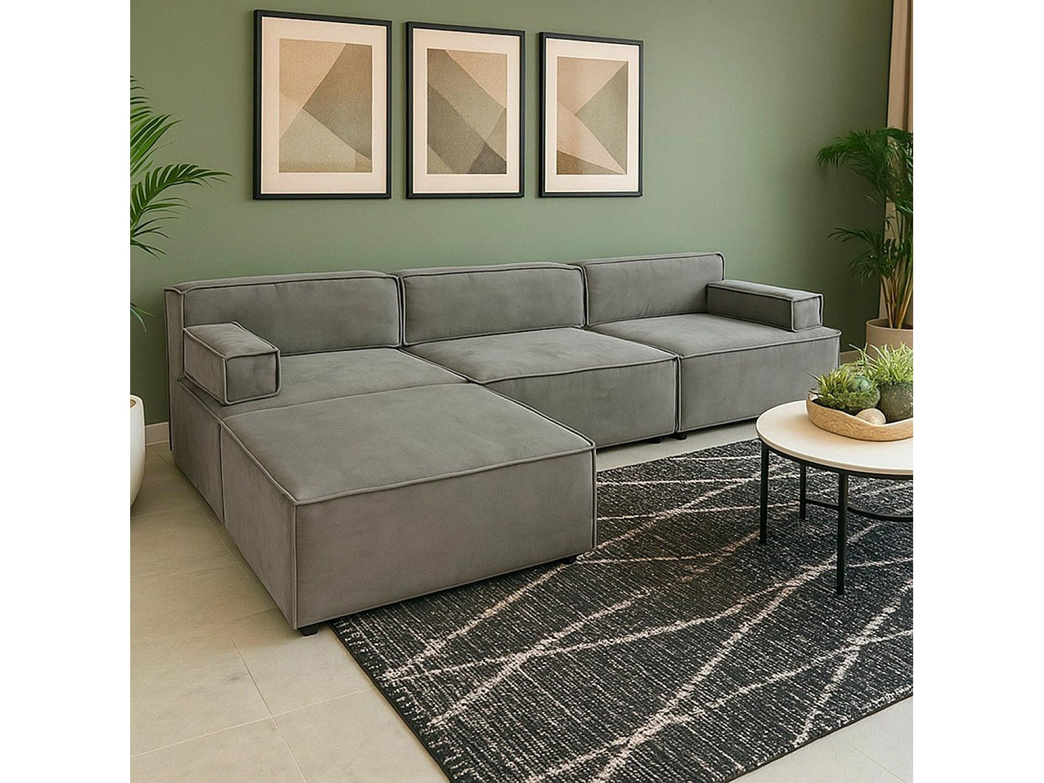 Canapé modulable taupe velours