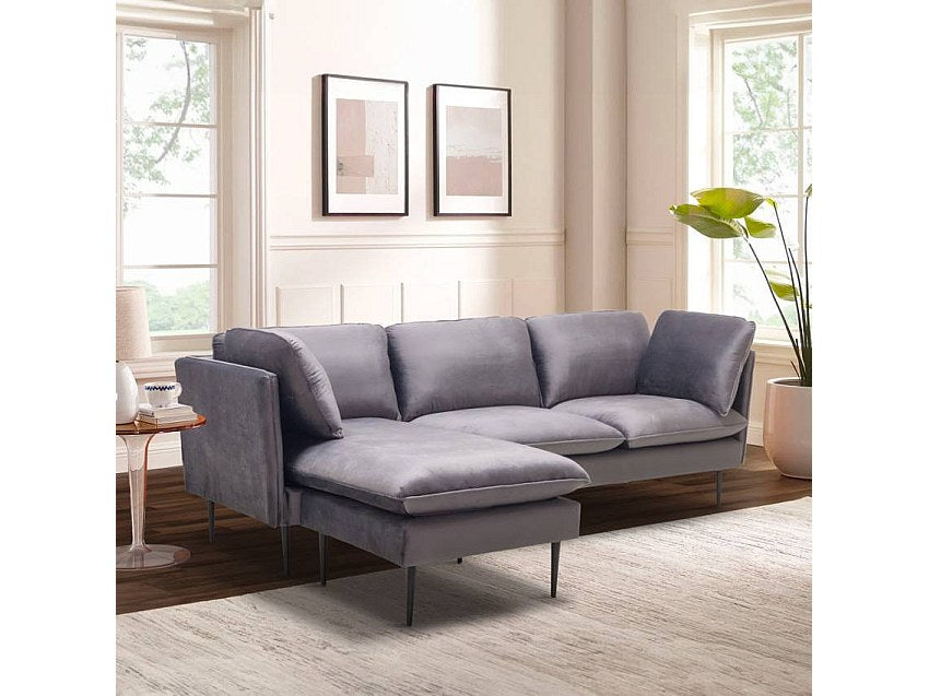 Canapé modulable 3 places gris tissu