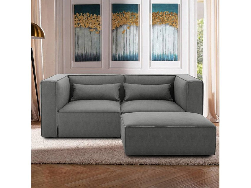 Méridienne pour canapé modulable 2 places gris tissu