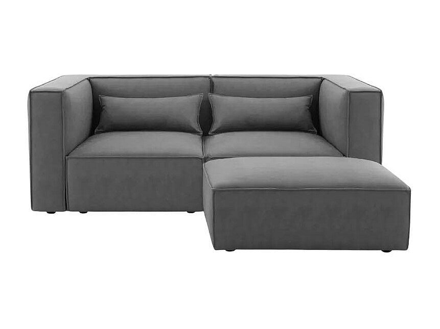 Méridienne pour canapé modulable 2 places gris tissu