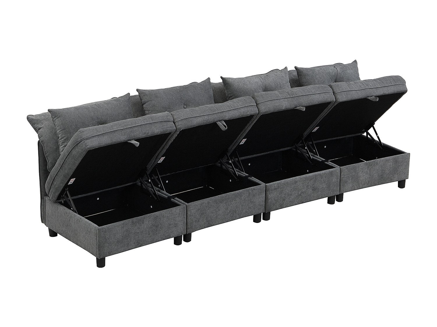 Canapé modulable convertible 4 places gris velours