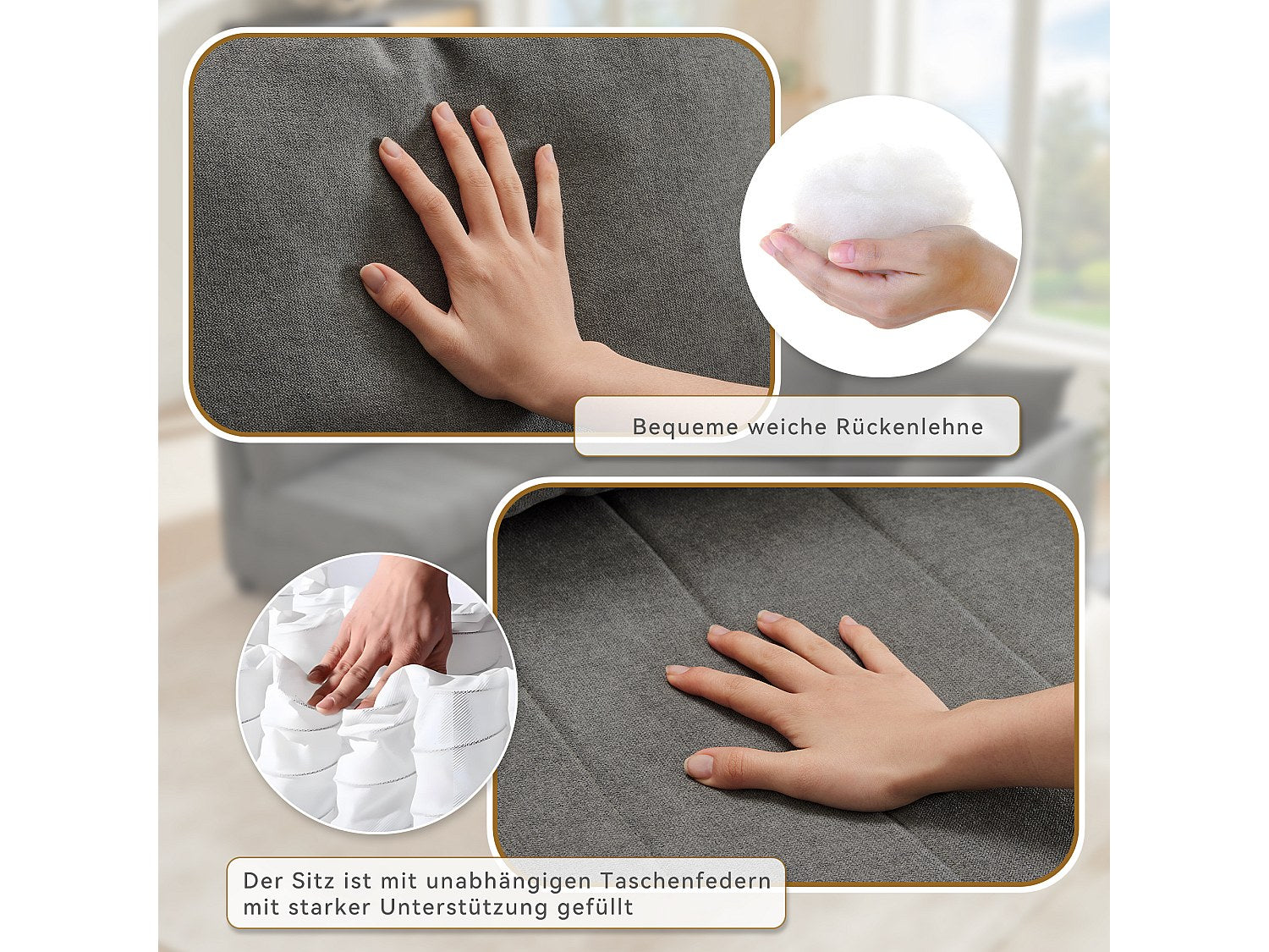 Canapé modulable convertible 5 places gris tissu