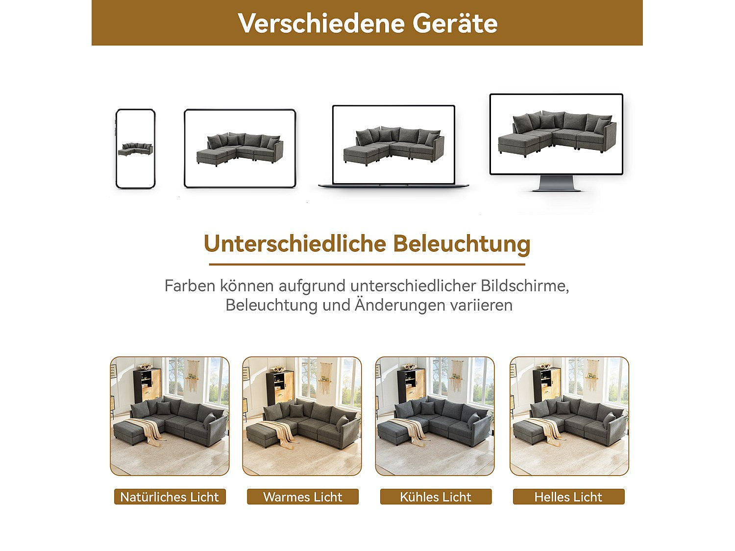 Canapé modulable convertible 5 places gris tissu