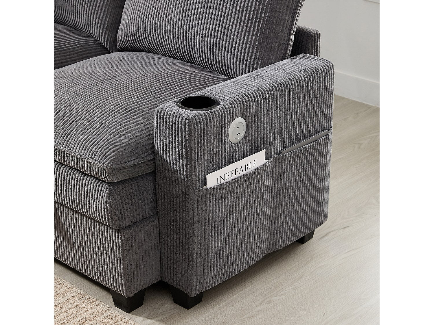 Canapé modulable 6 places gris velours