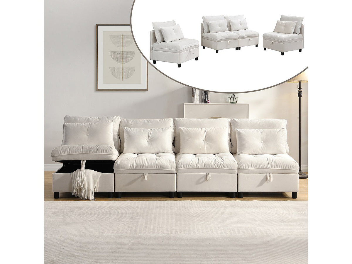 Canapé modulable 4 places beige