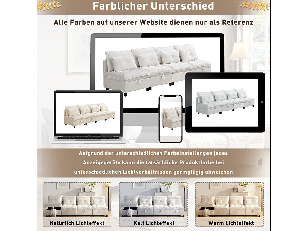 Canapé modulable 4 places beige