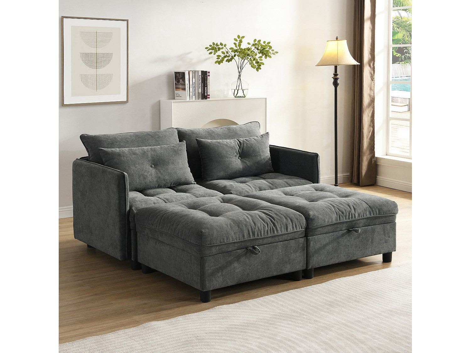 Canapé modulable 4 places gris
