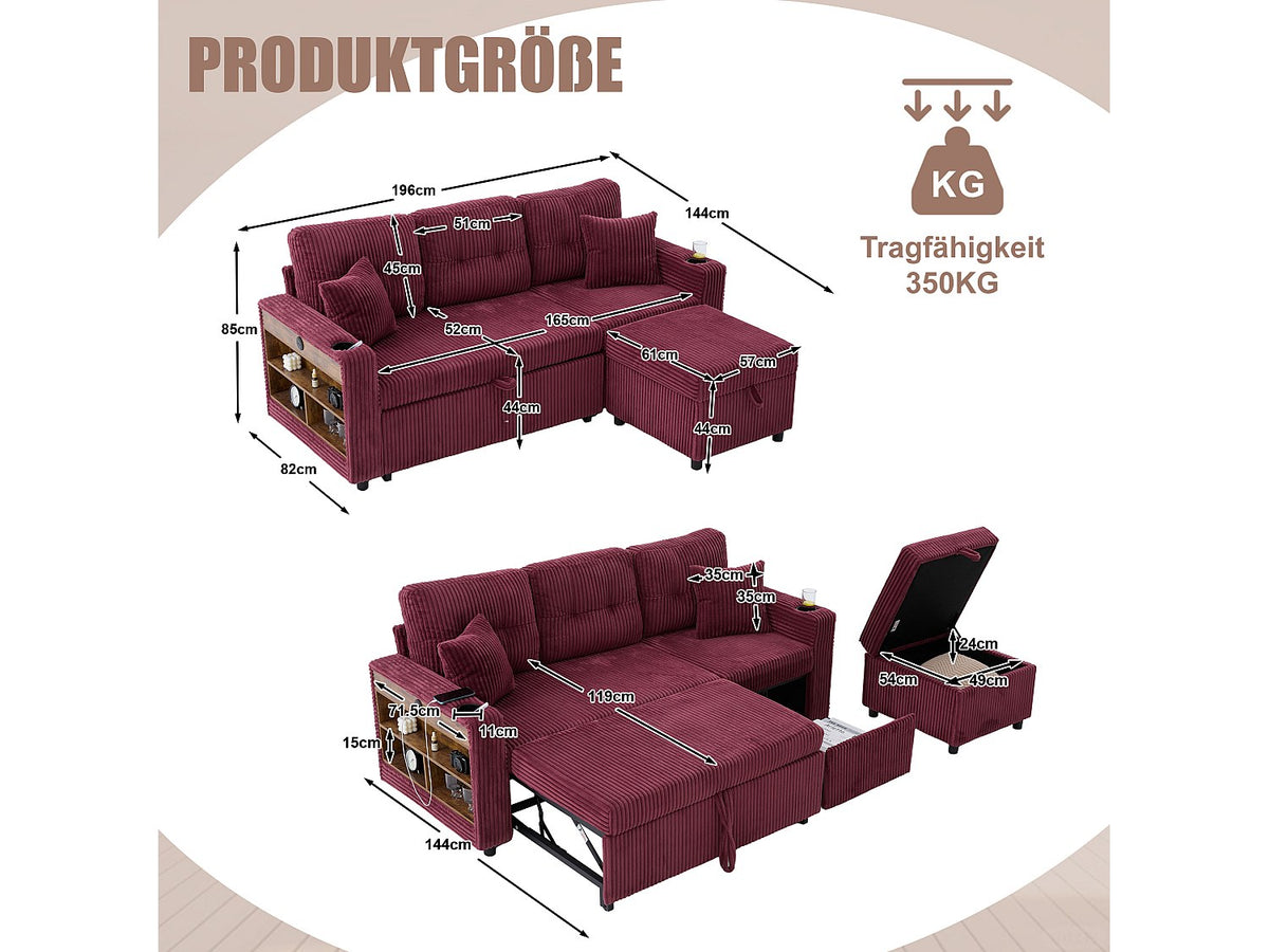 Angle pour canapé modulable convertible 3 places velours - Allurex
