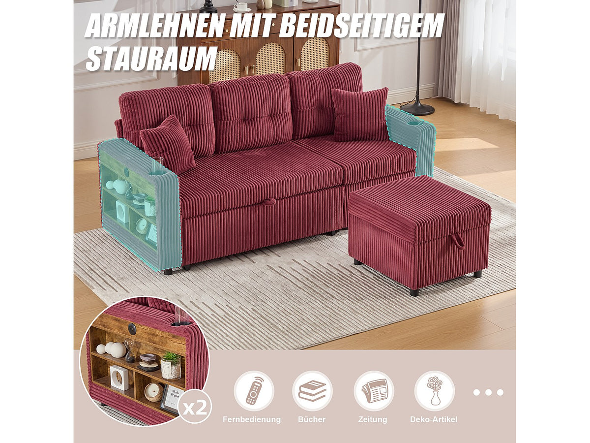 Angle pour canapé modulable convertible 3 places velours - Allurex