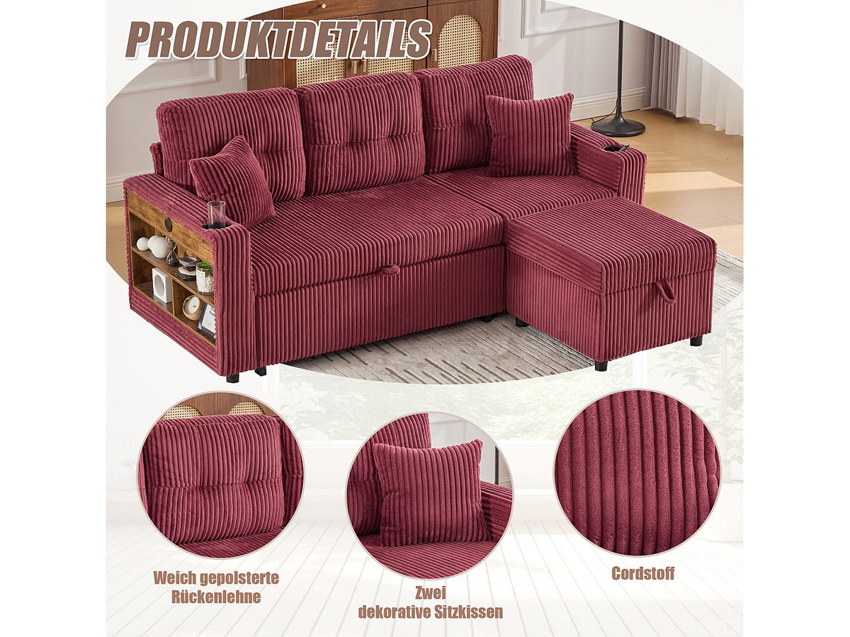Angle pour canapé modulable convertible 3 places velours - Allurex
