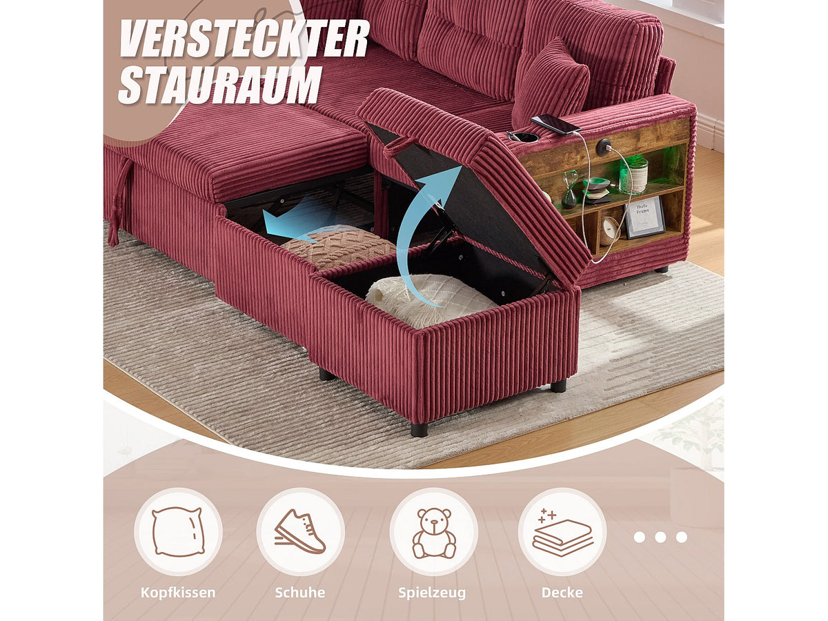 Angle pour canapé modulable convertible 3 places velours - Allurex