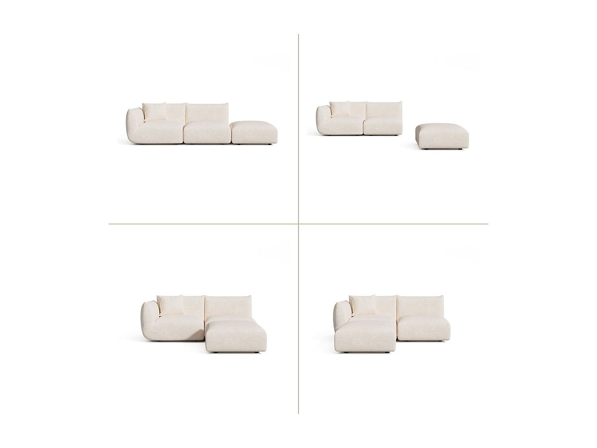 Canapé modulable 5 places beige velours