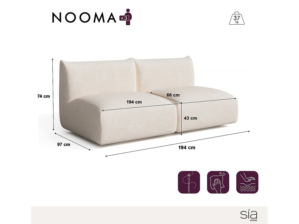 Canapé modulable 3 places beige velours
