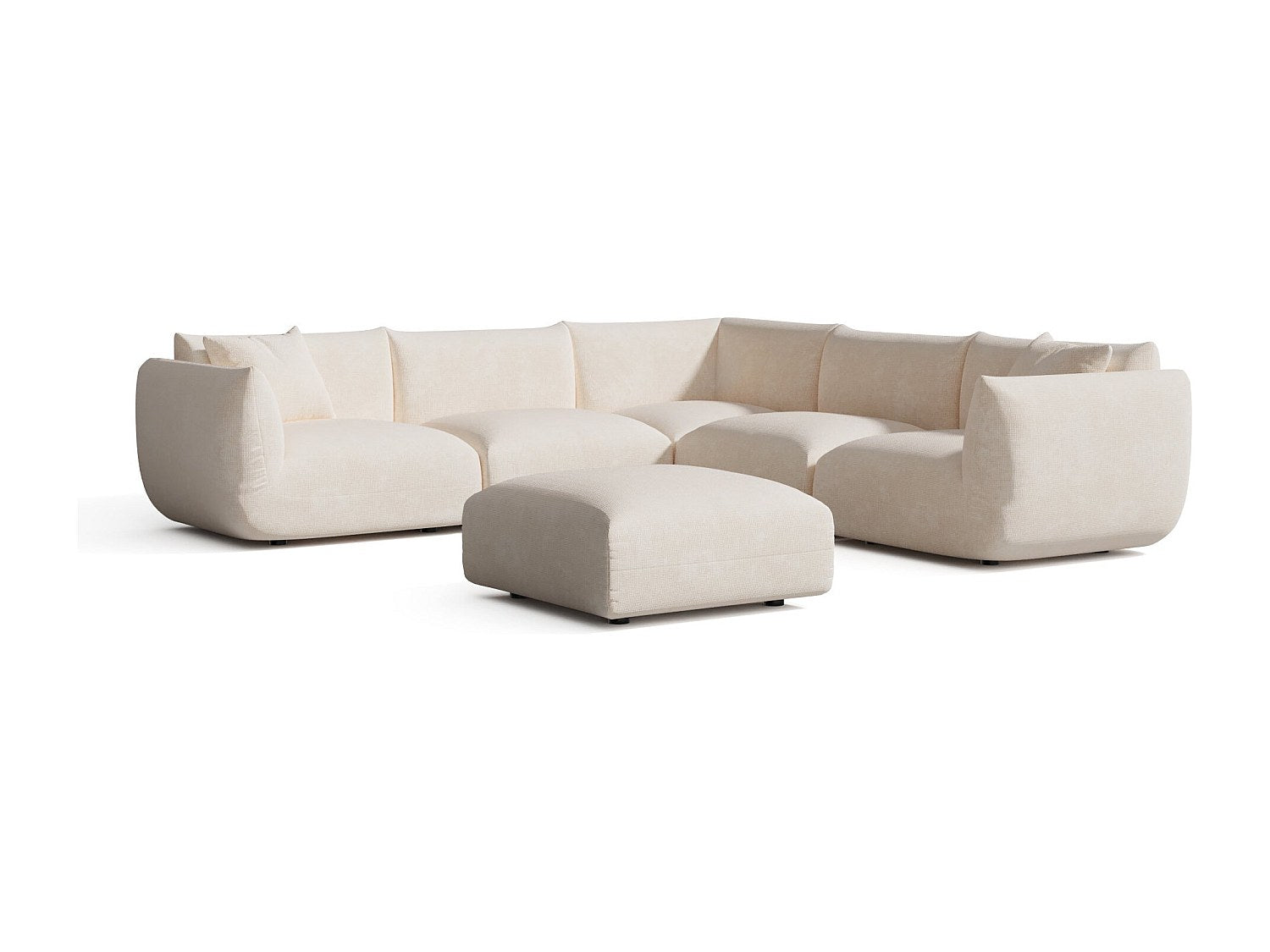 Canapé modulable panoramique 8 places beige velours