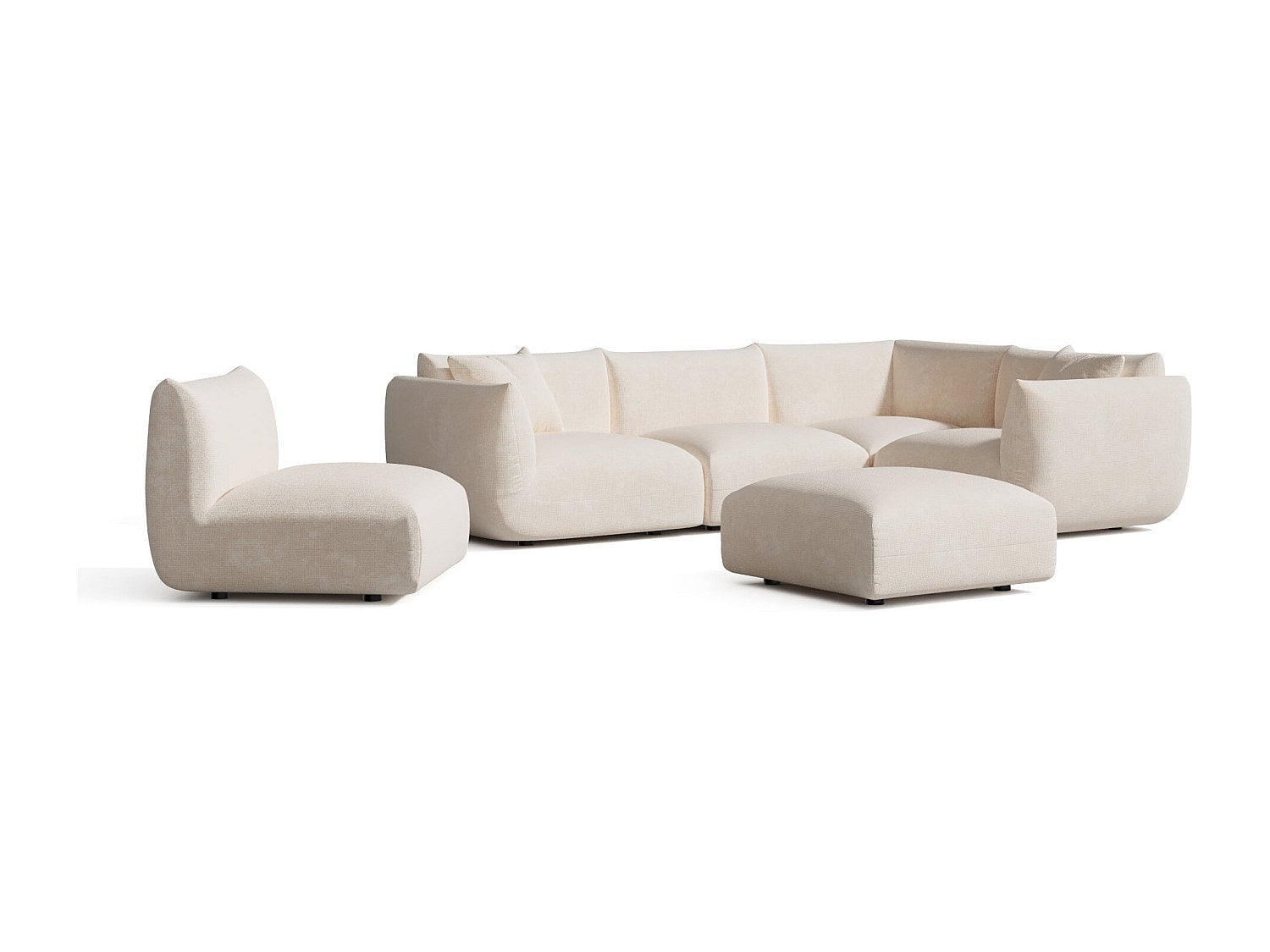 Canapé modulable panoramique 8 places beige velours
