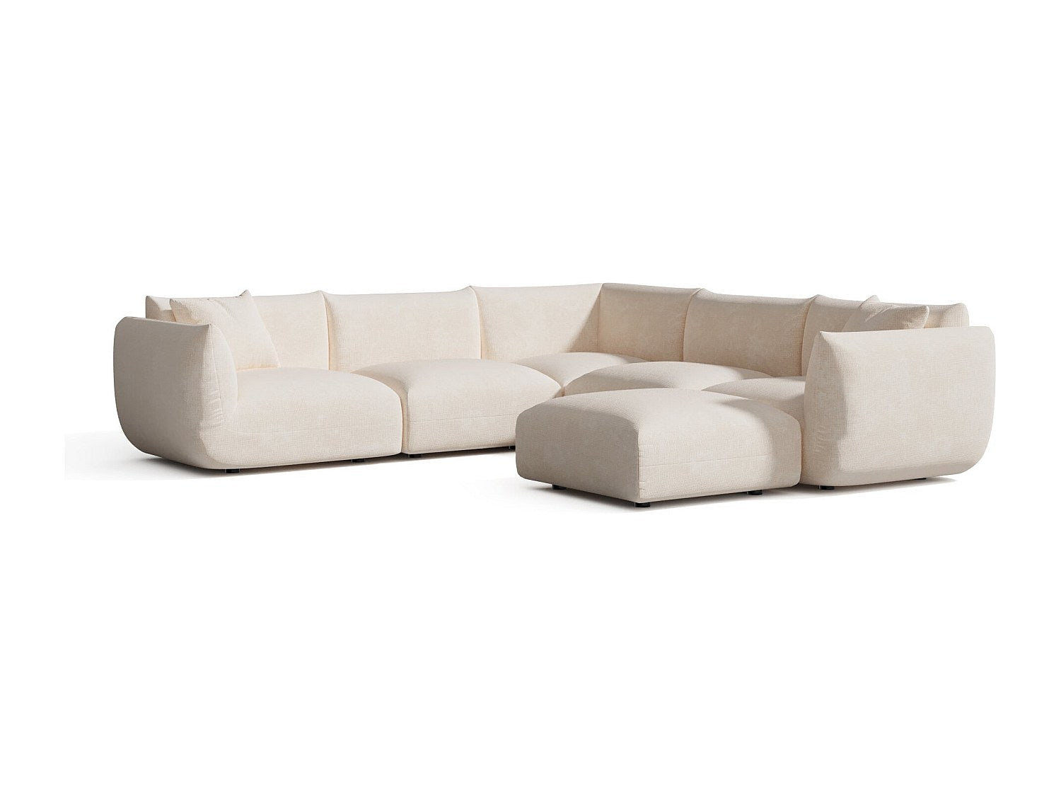 Canapé modulable panoramique 8 places beige velours