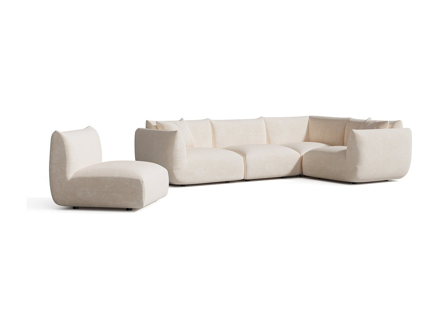 Canapé modulable panoramique 8 places beige velours