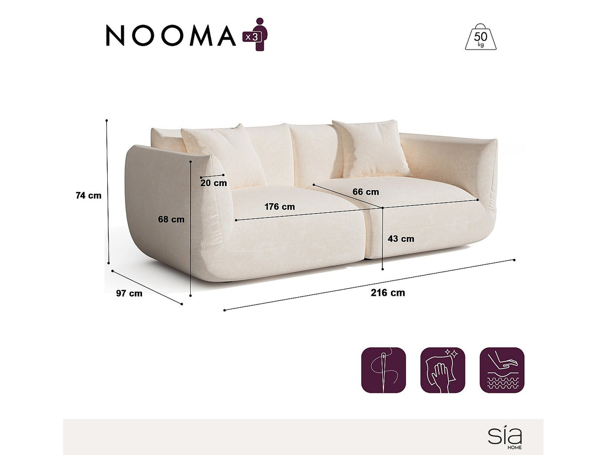 Canapé modulable 3 places beige velours