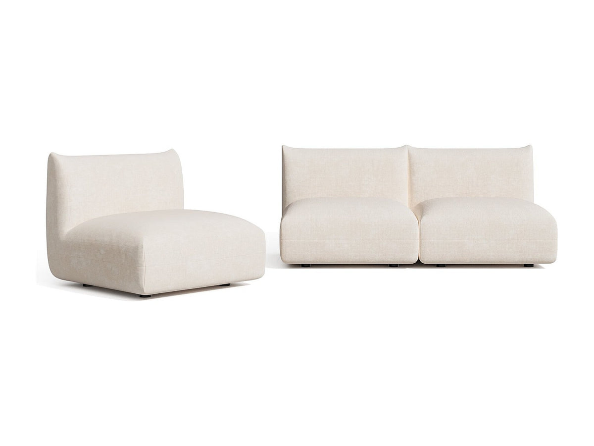 Canapé modulable 5 places beige velours