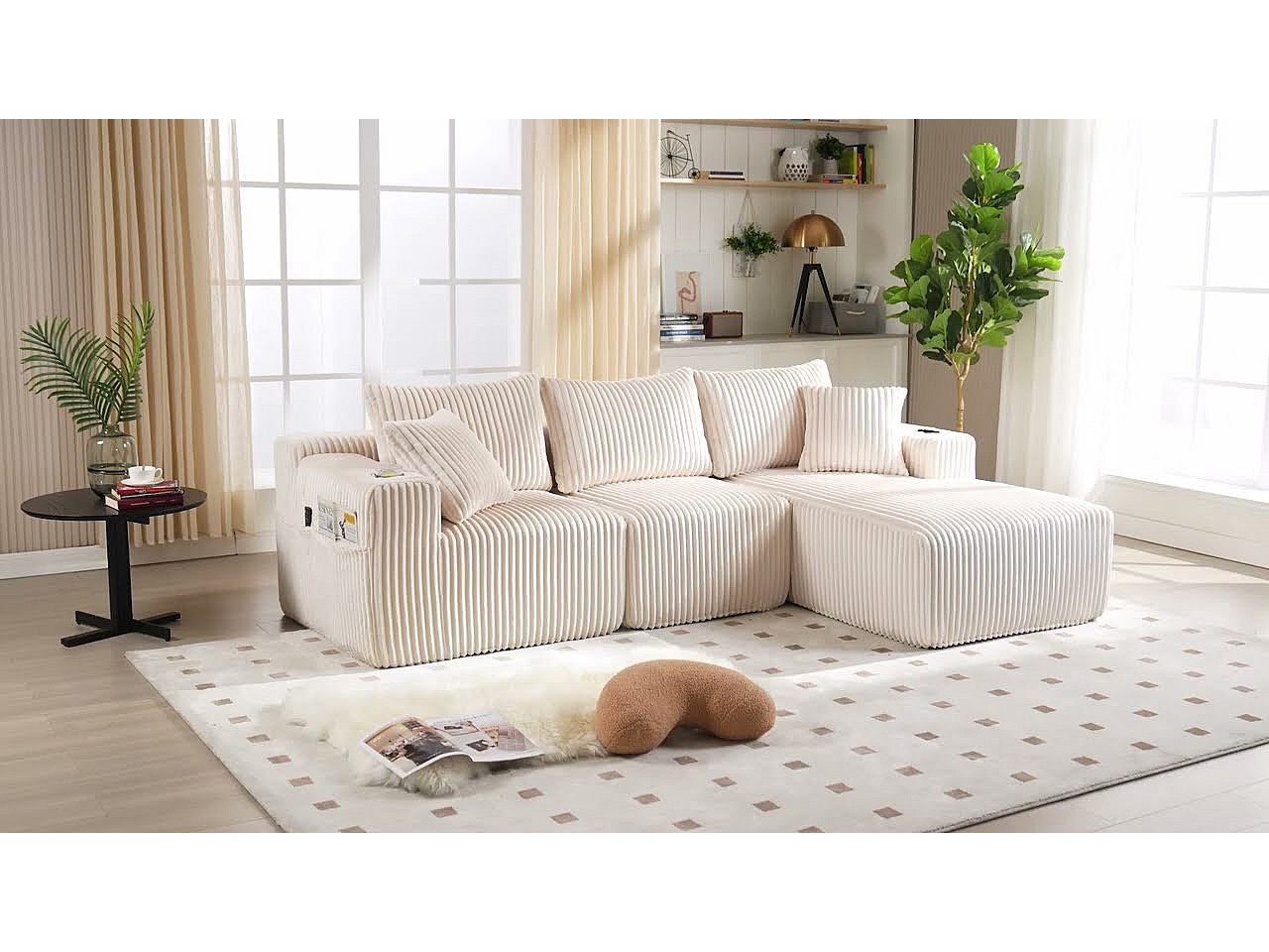 Canapé modulable convertible 3 places vert tissu