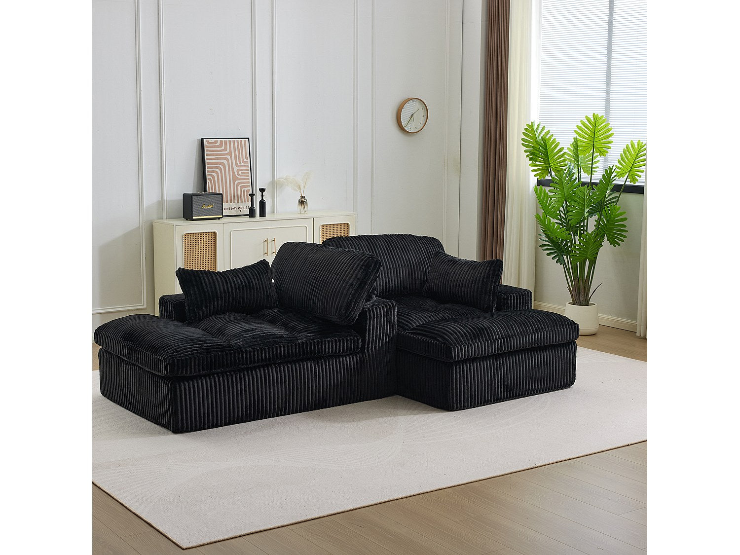 Canapé modulable convertible noir tissu