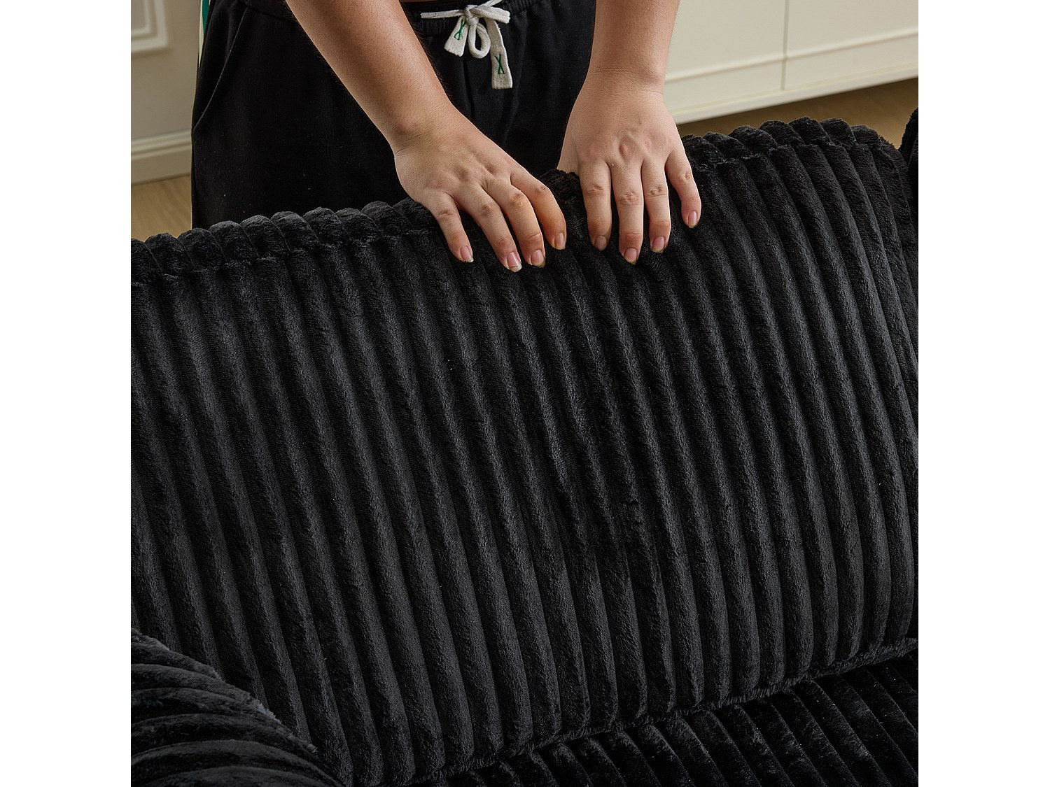 Canapé modulable convertible noir tissu