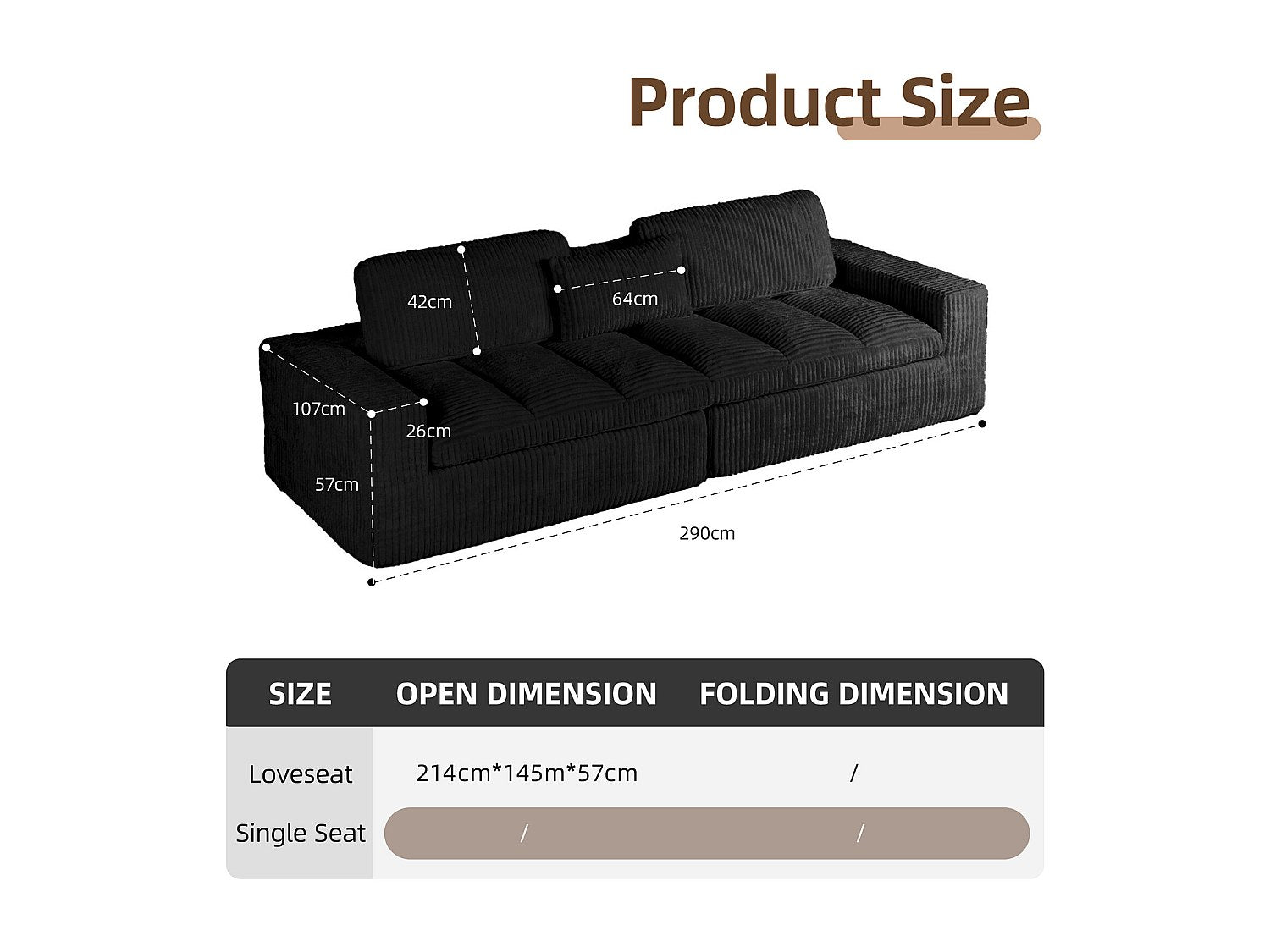 Canapé modulable convertible noir tissu