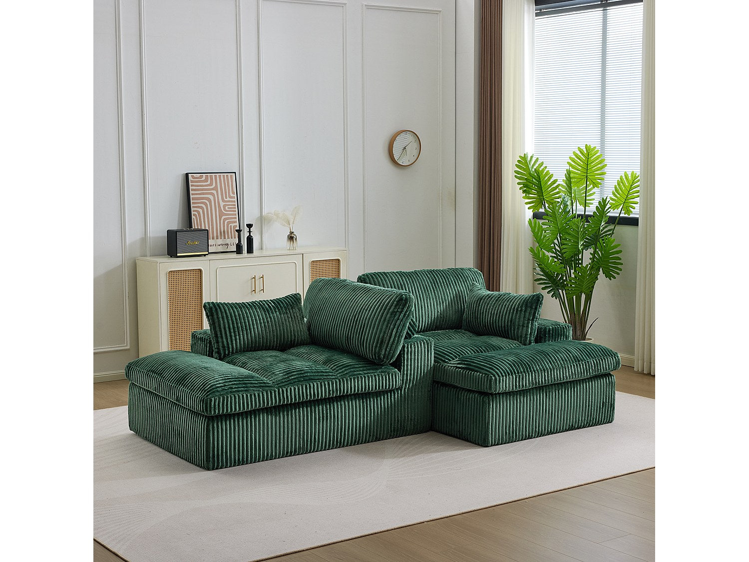 Canapé modulable convertible vert tissu