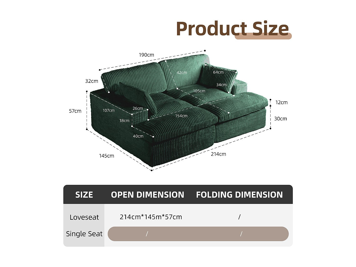 Canapé modulable convertible vert tissu