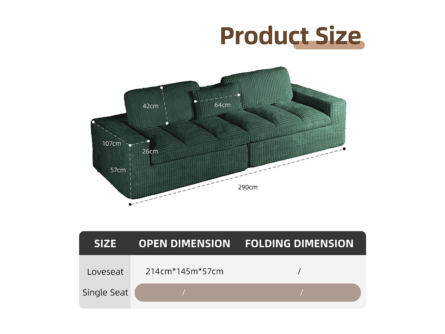Canapé modulable convertible vert tissu