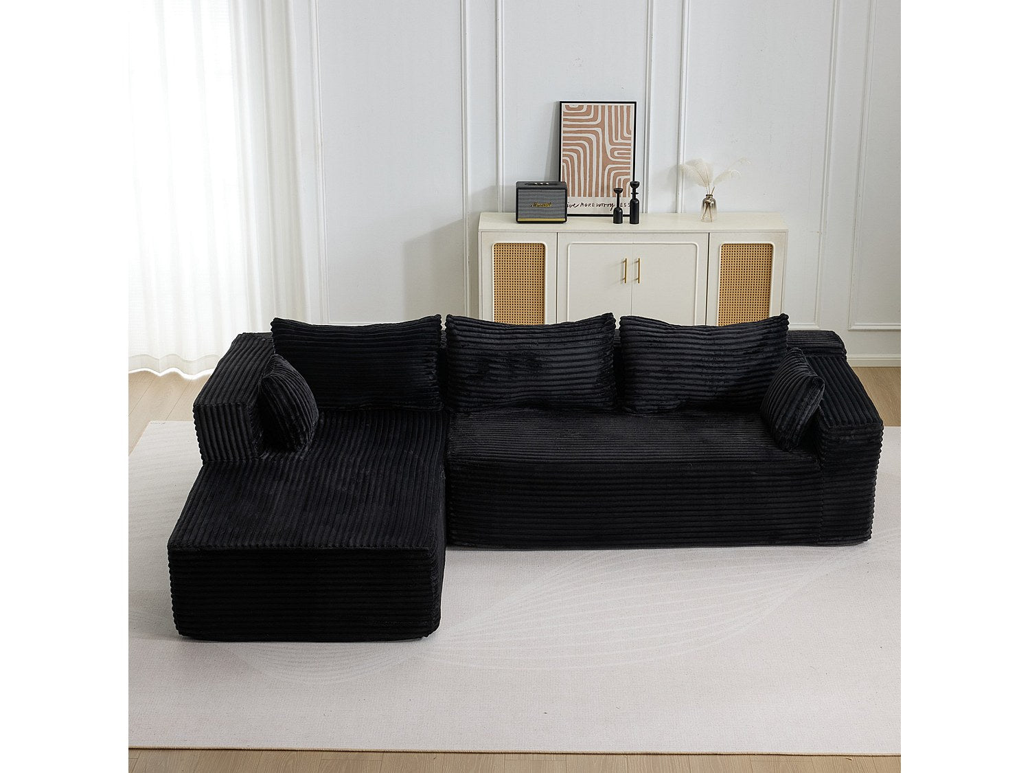 Canapé modulable noir tissu