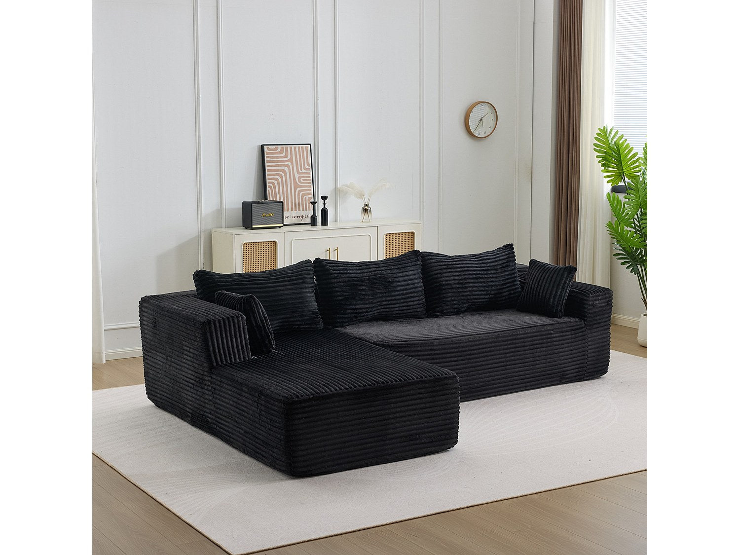 Canapé modulable noir tissu