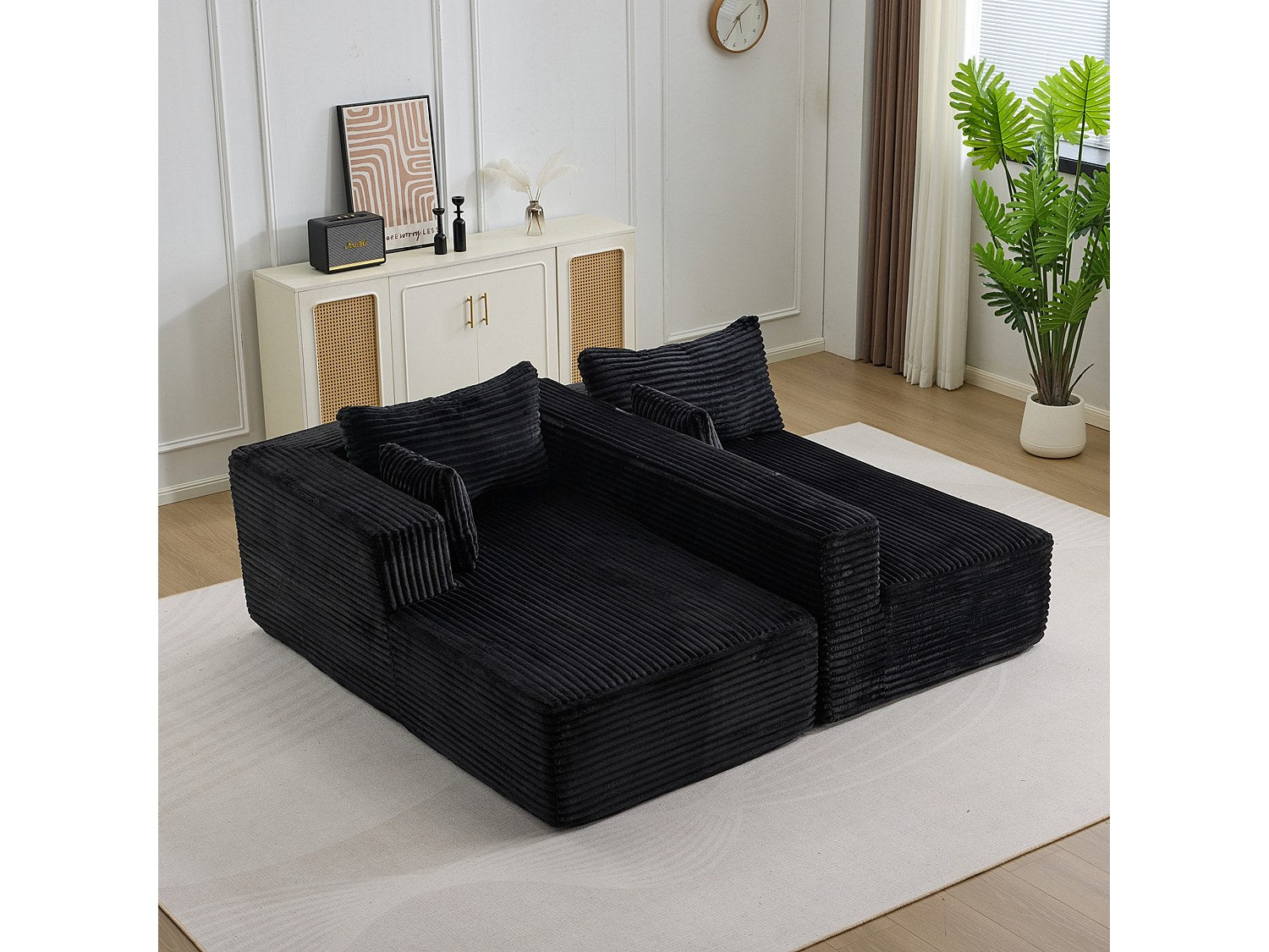 Canapé modulable noir tissu