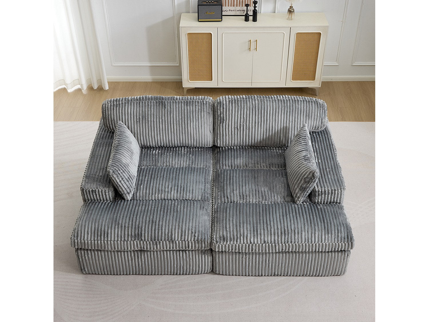 Canapé modulable convertible gris tissu