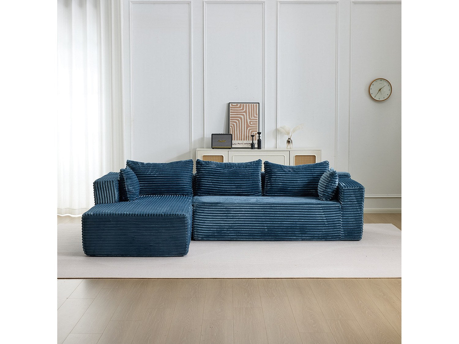 Canapé modulable bleu tissu