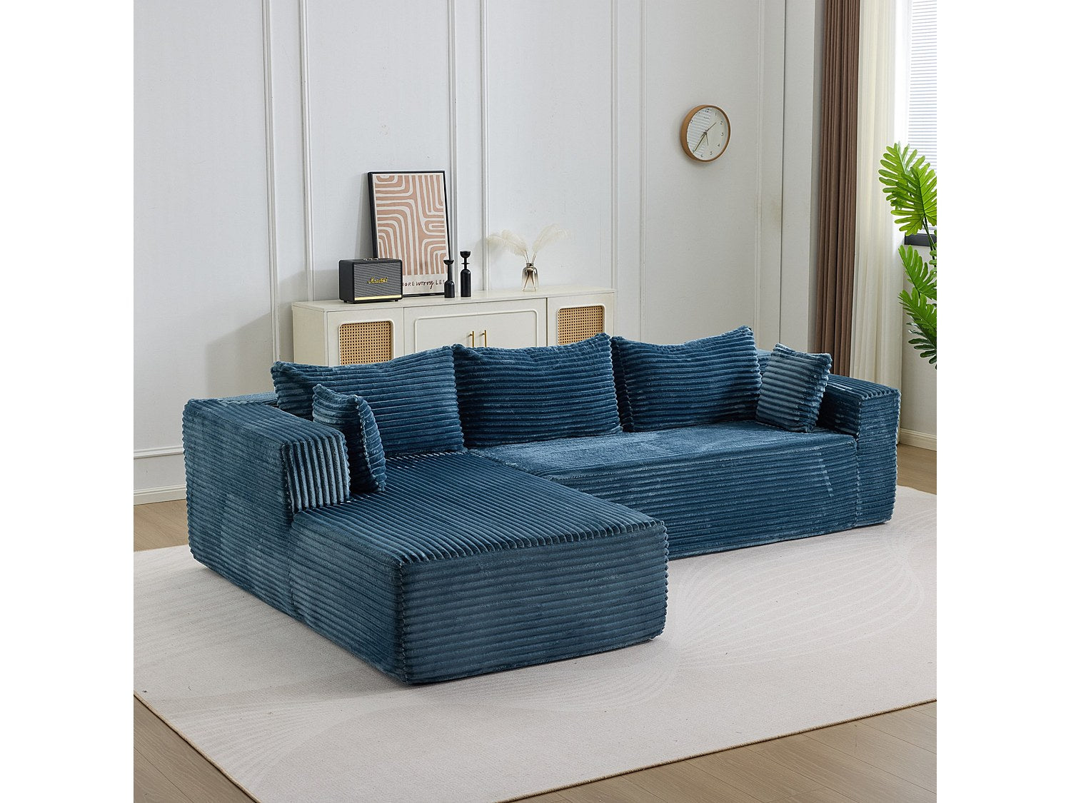 Canapé modulable bleu tissu