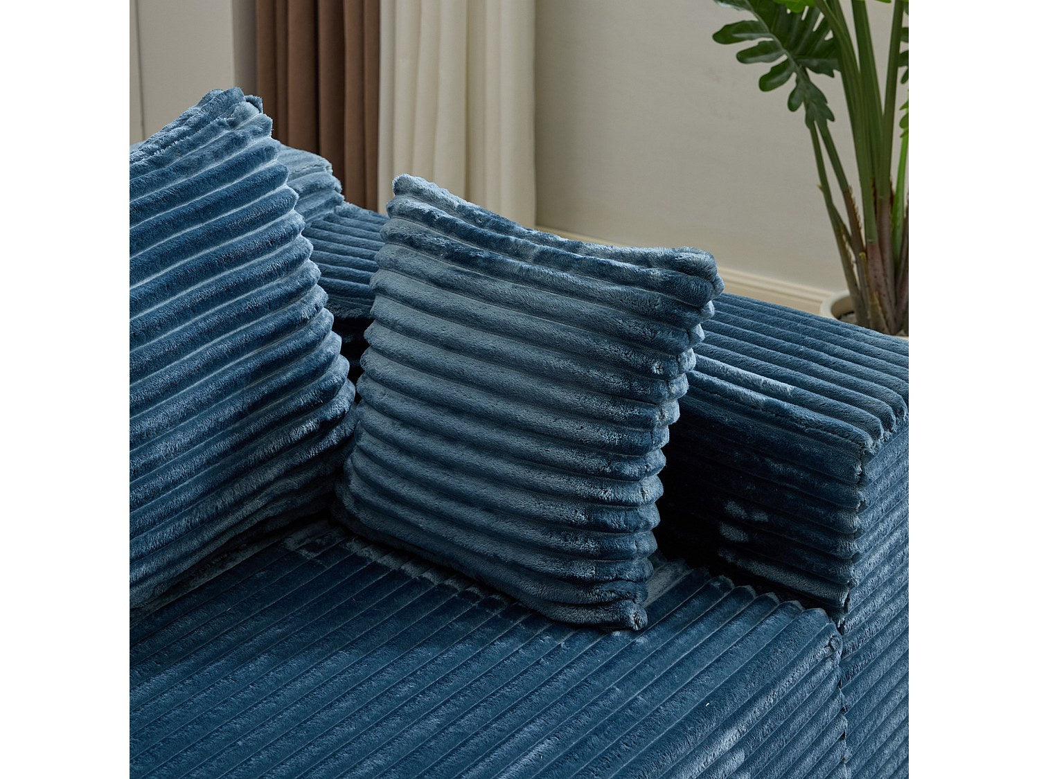 Canapé modulable bleu tissu