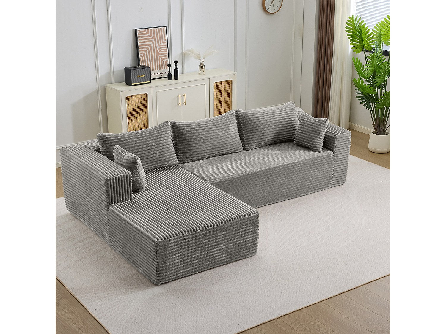 Canapé modulable gris tissu