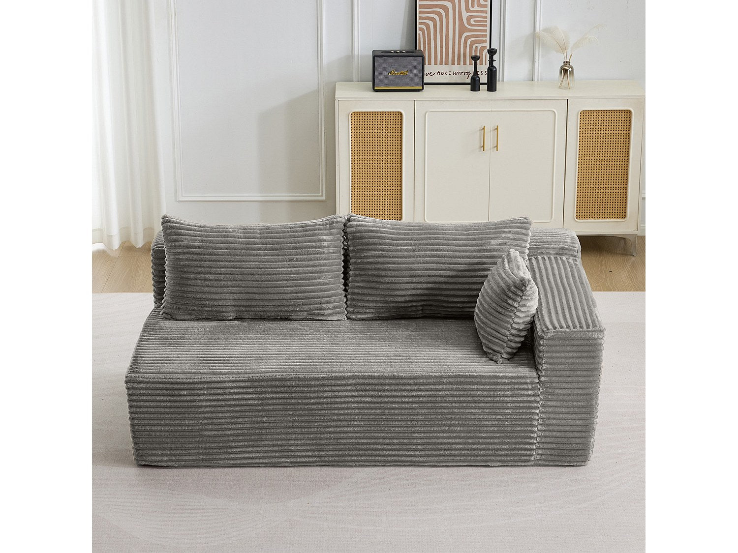 Canapé modulable gris tissu