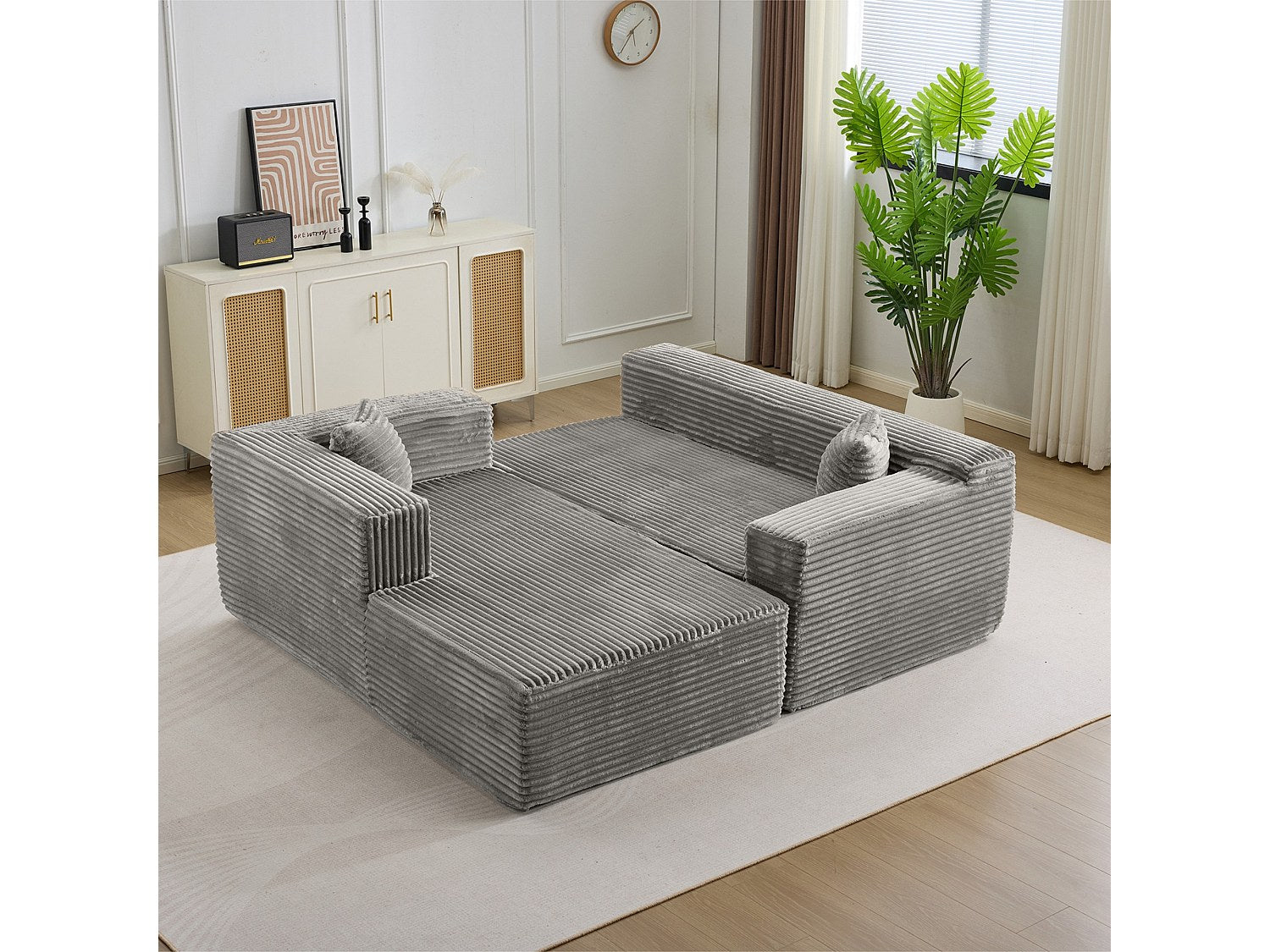 Canapé modulable gris tissu