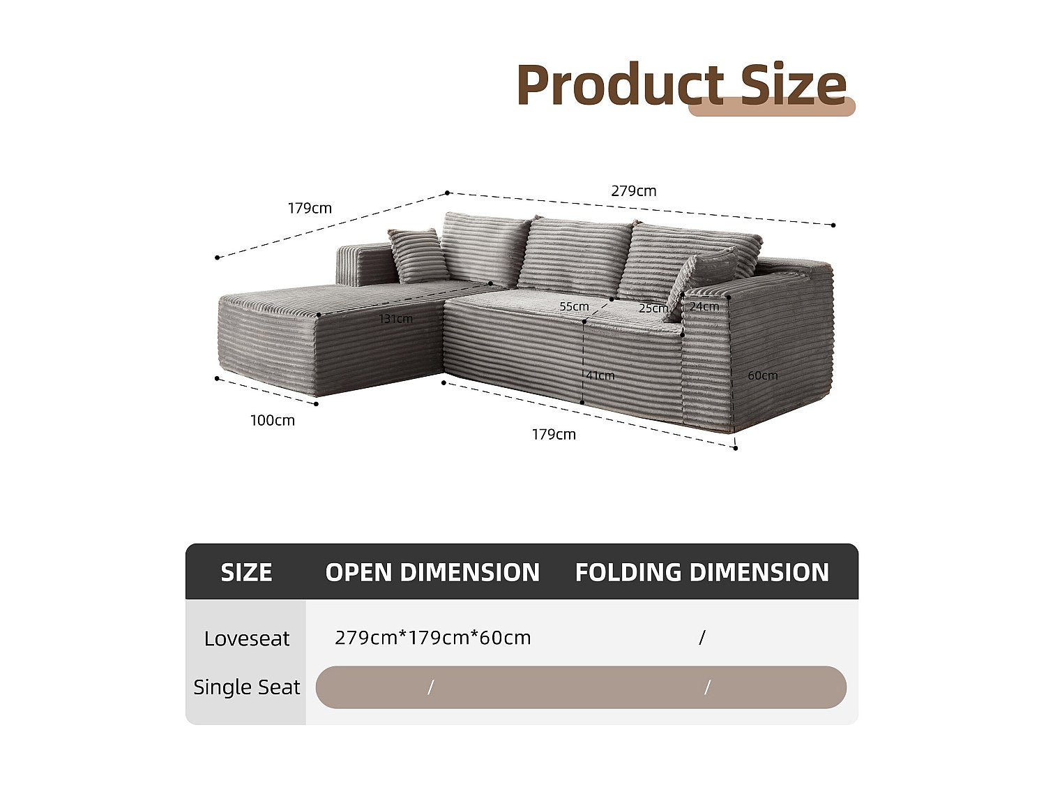 Canapé modulable gris tissu