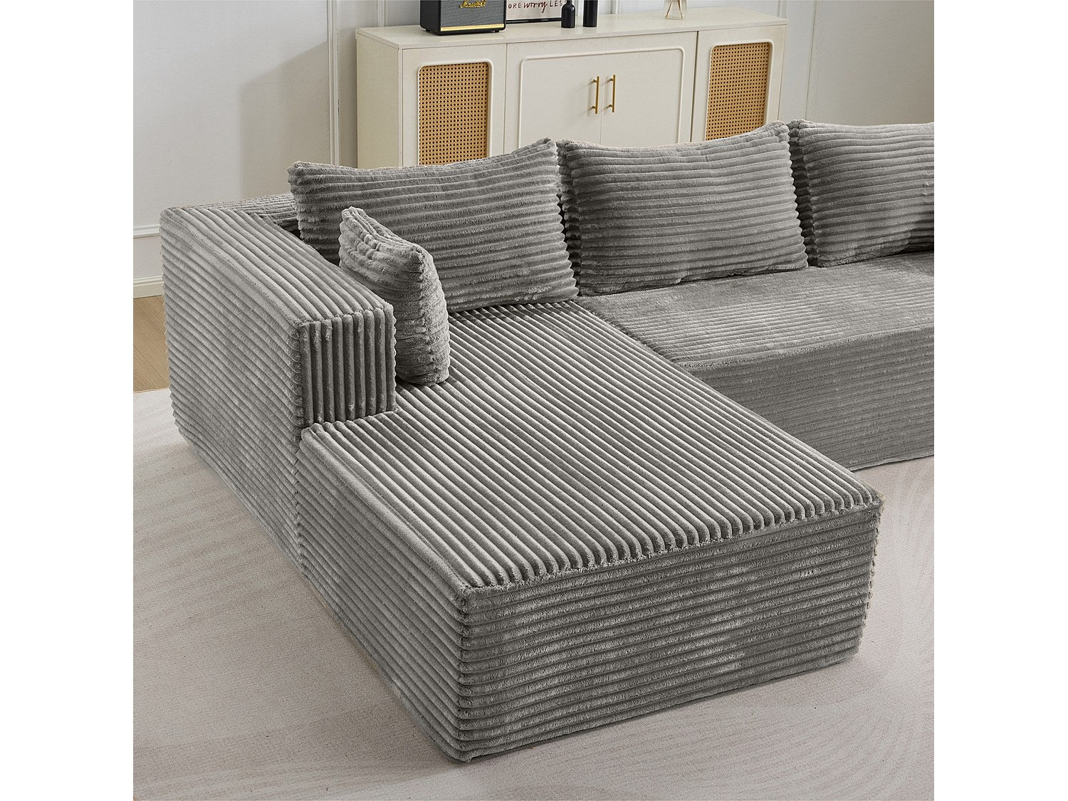 Canapé modulable gris tissu