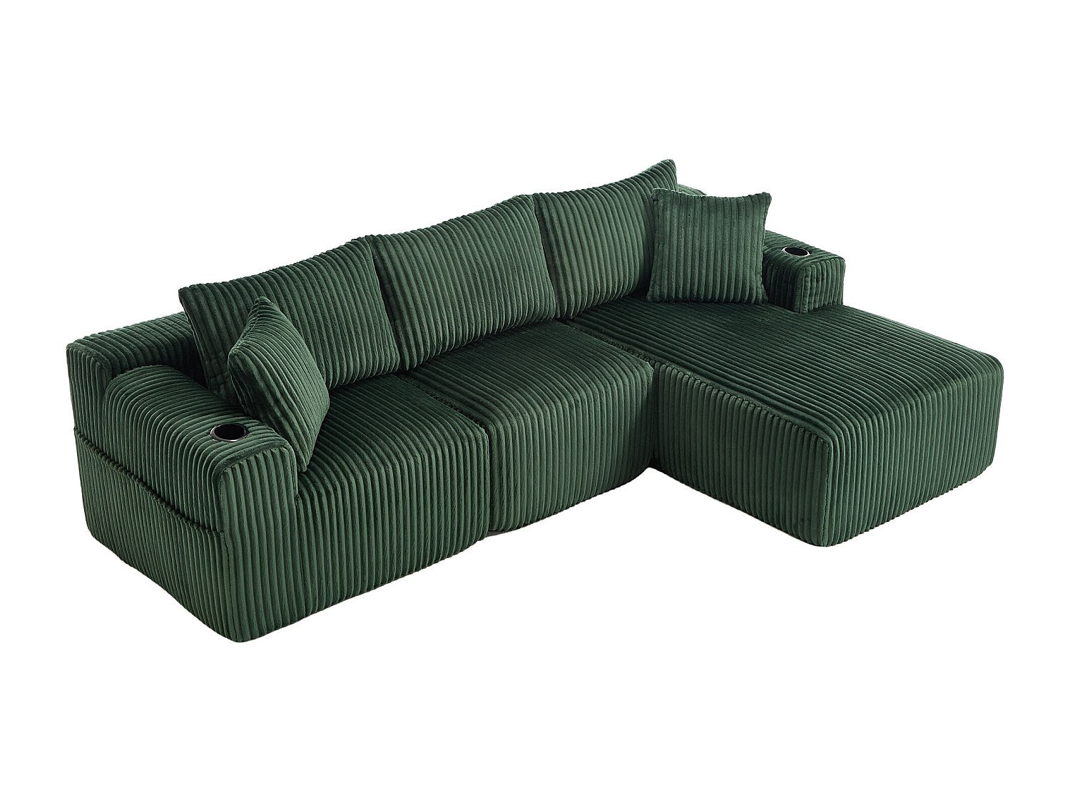 Canapé modulable convertible 3 places vert tissu