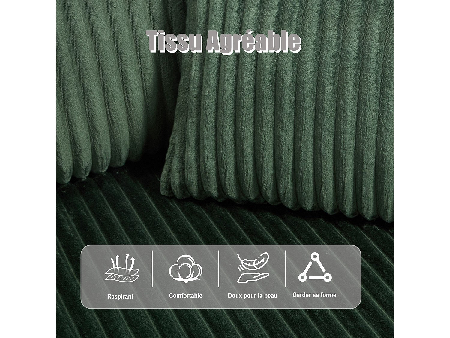Canapé modulable convertible 3 places vert tissu