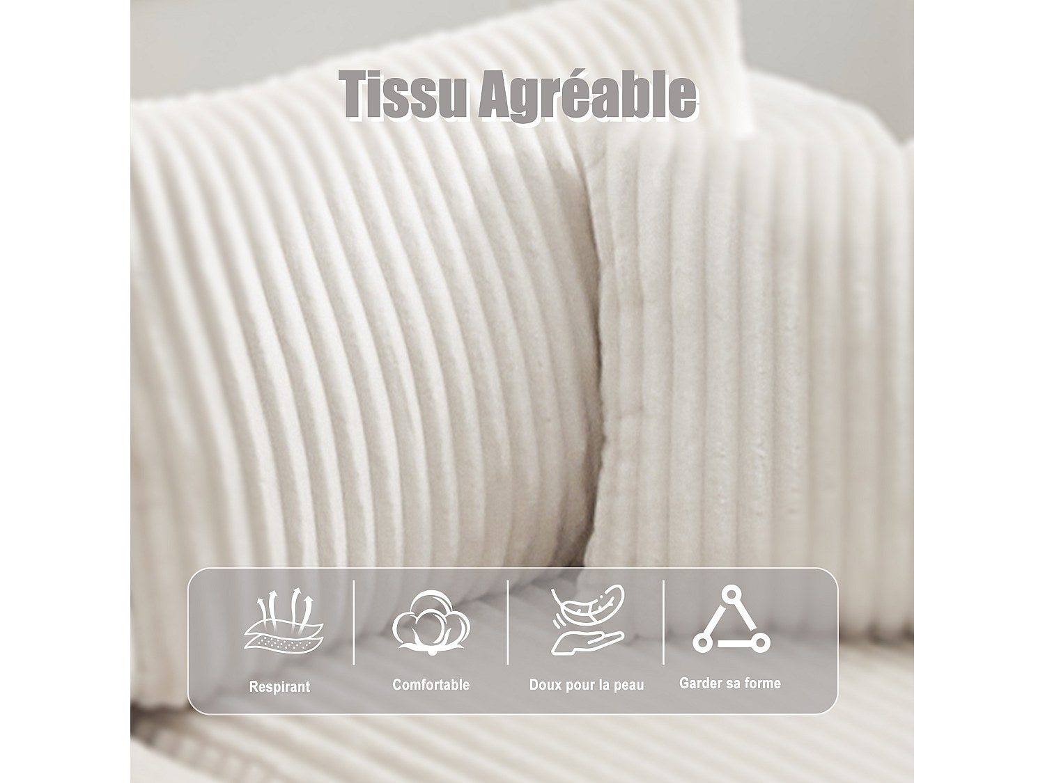 Canapé modulable convertible 3 places beige tissu
