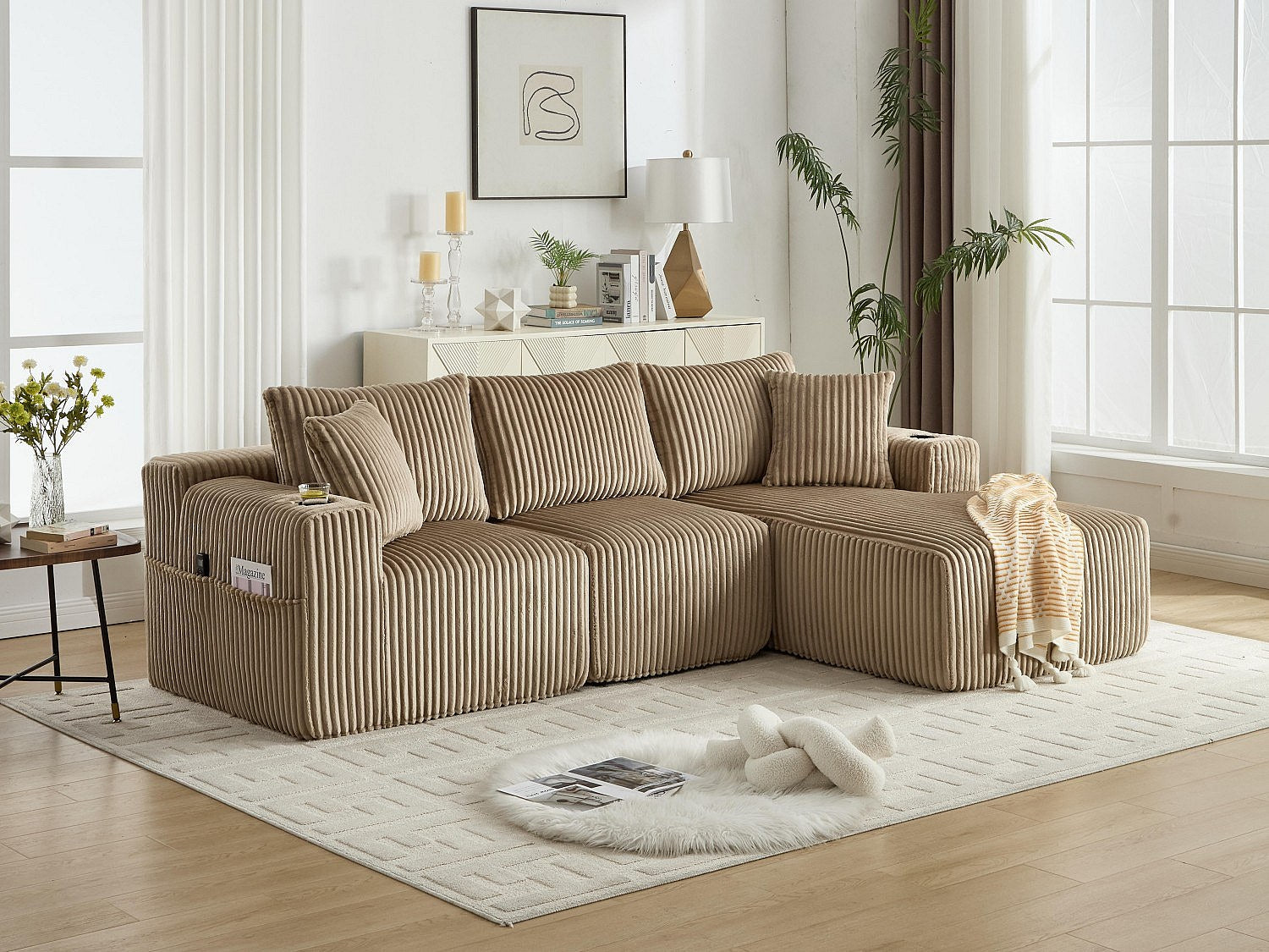 Canapé modulable convertible 3 places vert tissu